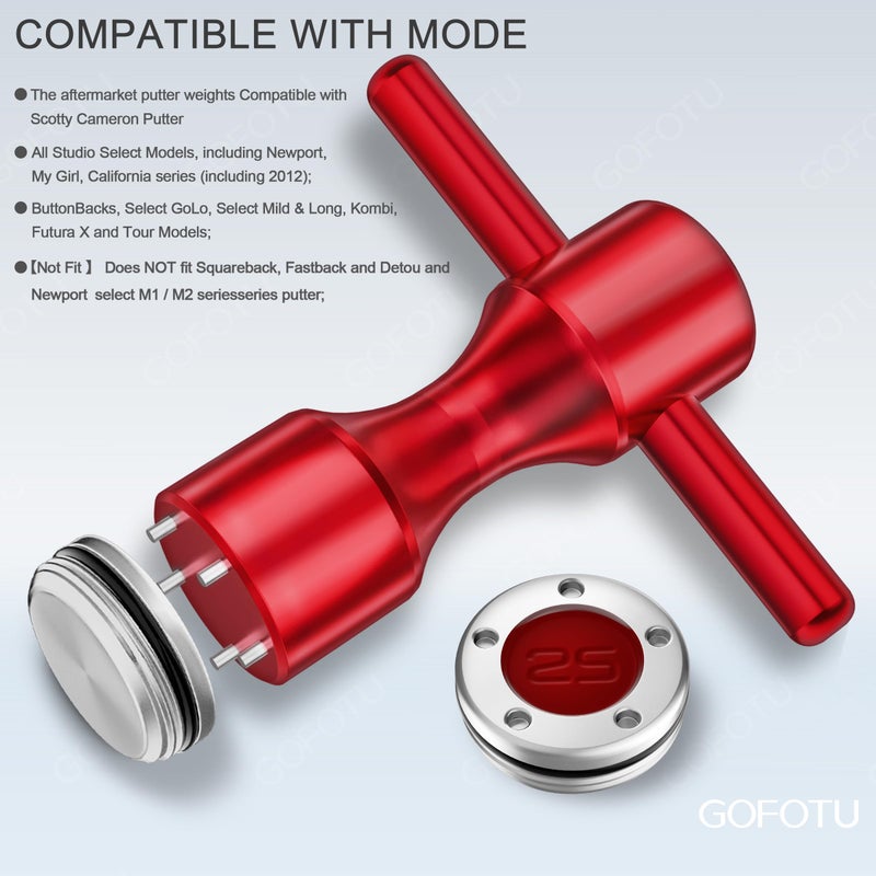 Gofotu أوزان جولف Gofotu بوزن 2 قطعة 25 جرام + مفتاح أحمر متوافق مع مضارب Titleist Scotty Cameron Newport (25 جرام) - Image 3